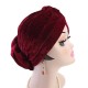 Women Ethnic Pleuche Flannel Big Flower Updo Headband Cap Casual Warm Headscarf Turban Hat