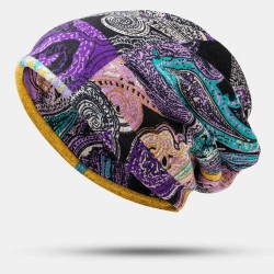 Women Ethnic Style Cap Printed Adjustable Beanie Hat