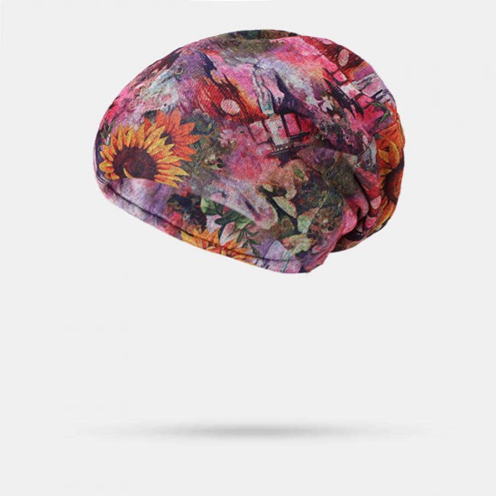 Women Ethnic Style Cap Printed Beanie Hat