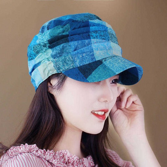 Women Ethnic Style Cap Printed Beanie Hat Flat Cap