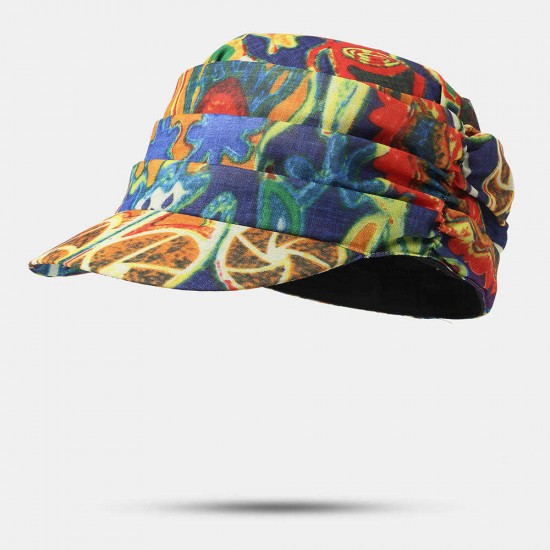 Women Ethnic Style Cap Printed Hat Flat Cap