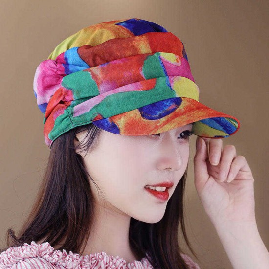 Women Ethnic Style Cap Printed Hat Flat Cap