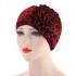 Women Ethnic Style Flexible Breathable Side Flower Headband Cap Vintage Turban Cap