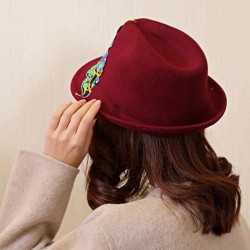 Women Ethnic Style Floral Embroidered Jazz Hat Outdoor UV Protection Fedora Hats