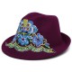 Women Ethnic Style Floral Embroidered Jazz Hat Outdoor UV Protection Fedora Hats