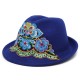 Women Ethnic Style Floral Embroidered Jazz Hat Outdoor UV Protection Fedora Hats