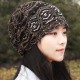 Women Ethnic Style Polyester Breathable Beanie Cap Double Layers Cotton Skull Hat