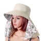 Women Face Neck Protection Wide Brim Beach Hat Double-side Flower Print Outdoor Gardening Caps