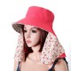 Women Face Neck Protection Wide Brim Beach Hat Double-side Flower Print Outdoor Gardening Caps