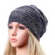 Women Fashion Knitted Woolen Stripe Beanie Hat Casual Foldable Warm Head Cap