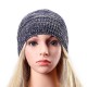 Women Fashion Knitted Woolen Stripe Beanie Hat Casual Foldable Warm Head Cap