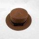 Women Fashion Large Brimmed Flat Top Black Bowknot Hat Straw Hat