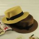 Women Fashion Large Brimmed Flat Top Black Bowknot Hat Straw Hat