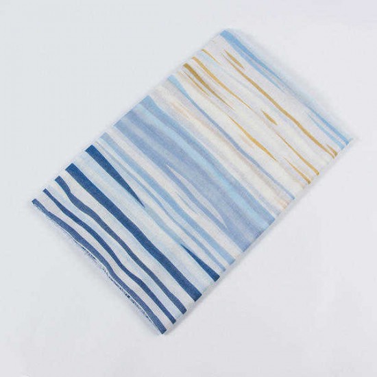 Women Fashion Lightweight Stripe Print Scarf Special Summer Cotton Breathable Shawl for Vacation