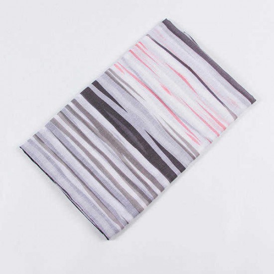 Women Fashion Lightweight Stripe Print Scarf Special Summer Cotton Breathable Shawl for Vacation