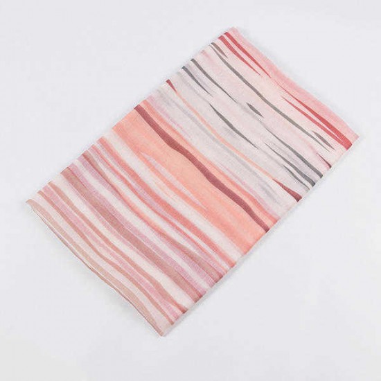 Women Fashion Lightweight Stripe Print Scarf Special Summer Cotton Breathable Shawl for Vacation