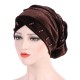 Women Fashion Muslim Pearl Velvet Crossed Chemical Turban Hat Winter Earmuffs Beanie Cap