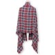 Women Fashion Small Grid Plaid Tassel Knitted Shawl Scarf