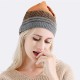 Women Fashion Stripes Knit Hat Scarf Dual-use Warm Knit Beanie