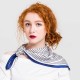 Women Fashion Thin Satin Embroidered Silk Scarf Comfortable Stripe Causal Headpiece