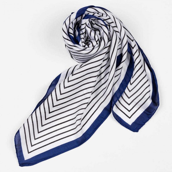 Women Fashion Thin Satin Embroidered Silk Scarf Comfortable Stripe Causal Headpiece