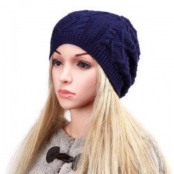 Women Fashion Warm Soft Double Helix Wool Cap Knit Autumn Winter Hat