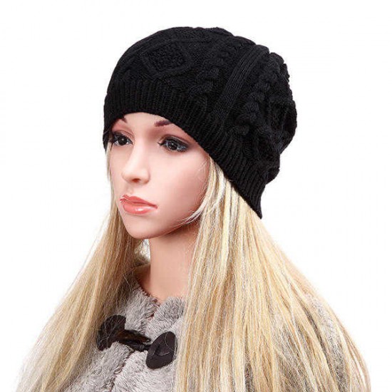 Women Fashion Warm Soft Double Helix Wool Cap Knit Autumn Winter Hat