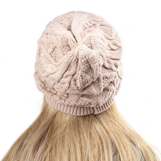 Women Fashion Warm Soft Double Helix Wool Cap Knit Autumn Winter Hat