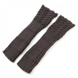 Women Female Crochet Knitting Fingerless Long Arm Warmer Gloves