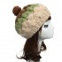 Women Female Knitted Flat Rabbit Fur Ball Beanie Hat Adjustable Elastic Beret Cap