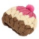 Women Female Knitted Flat Rabbit Fur Ball Beanie Hat Adjustable Elastic Beret Cap