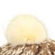 Women Female Knitted Flat Rabbit Fur Ball Beanie Hat Adjustable Elastic Beret Cap