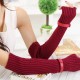 Women Fingerless Stripe Design Knitted Long Gloves Winter Warm Crochet Mittens