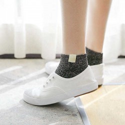 Women Flash Sequins Cotton Socks Summer Breathable Fashion Solid Color Short Ankle Socks