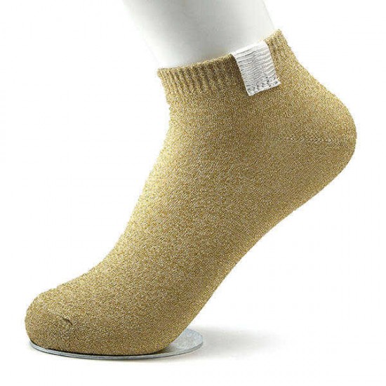 Women Flash Sequins Cotton Socks Summer Breathable Fashion Solid Color Short Ankle Socks