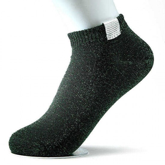 Women Flash Sequins Cotton Socks Summer Breathable Fashion Solid Color Short Ankle Socks