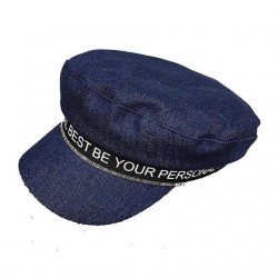 Women Flat Cap Blue Denim Fashion Navy Cap Octagonal Cap Flat Hat