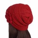 Women Flexible Flower Slouch Knit Hat Winter Warm Earmuffs Beanie Cap Good Elastic