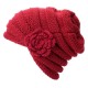 Women Flexible Flower Slouch Knit Hat Winter Warm Earmuffs Beanie Cap Good Elastic