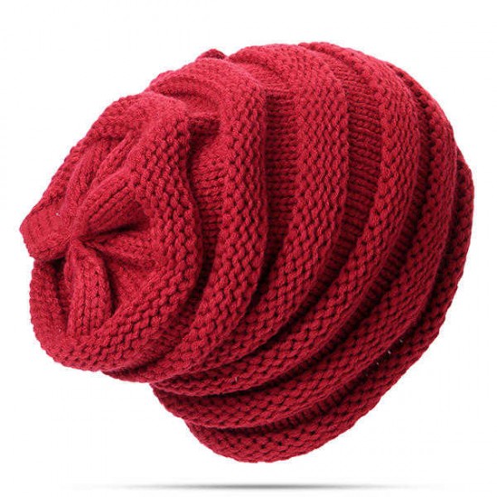 Women Flexible Flower Slouch Knit Hat Winter Warm Earmuffs Beanie Cap Good Elastic