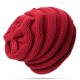 Women Flexible Flower Slouch Knit Hat Winter Warm Earmuffs Beanie Cap Good Elastic