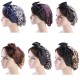 Women Floral Bow Turban Hat Outdoor Silk Ribbon Chemo Beanie Cap Earmuffs