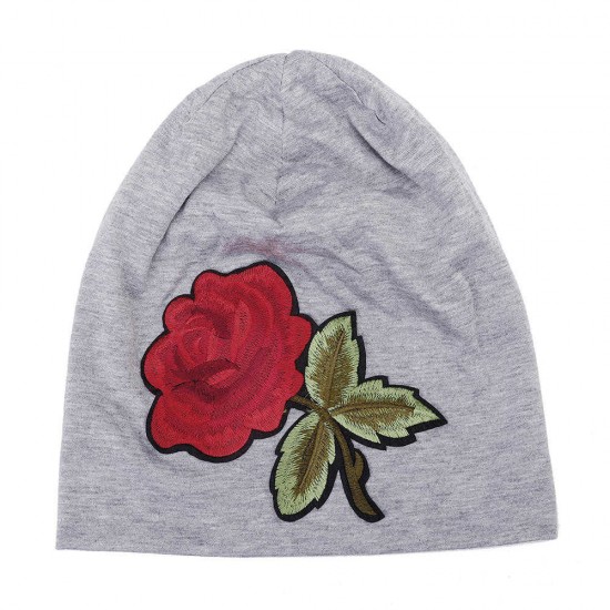 Women Floral Ethnic Embroidery Beanie Hat Outdoor Vintage Slouch Cotton Skullcap Chemo Caps