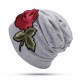 Women Floral Ethnic Embroidery Beanie Hat Outdoor Vintage Slouch Cotton Skullcap Chemo Caps