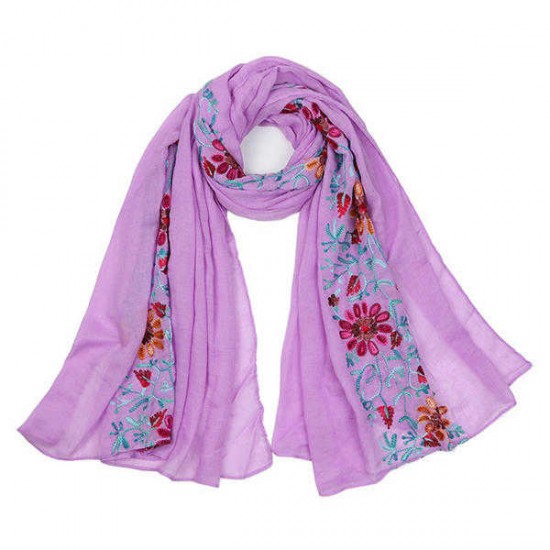 Women Floral Ethnic Embroidery Printing Scarf Cotton Shawls Scarves Vogue Ladies Scarf