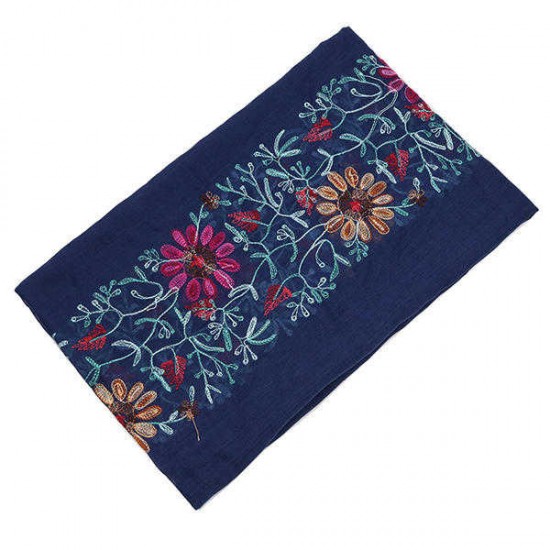 Women Floral Ethnic Embroidery Printing Scarf Cotton Shawls Scarves Vogue Ladies Scarf