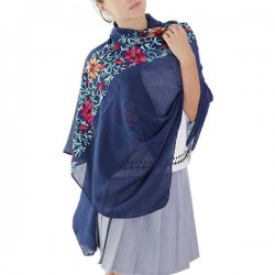 Women Floral Ethnic Embroidery Printing Scarf Cotton Shawls Scarves Vogue Ladies Scarf