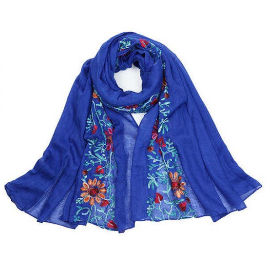 Women Floral Ethnic Embroidery Printing Scarf Cotton Shawls Scarves Vogue Ladies Scarf