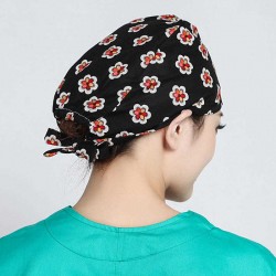 Women Floral Print Chemo Caps Outdoor Adjustable Breathable Turban Beanie Hat