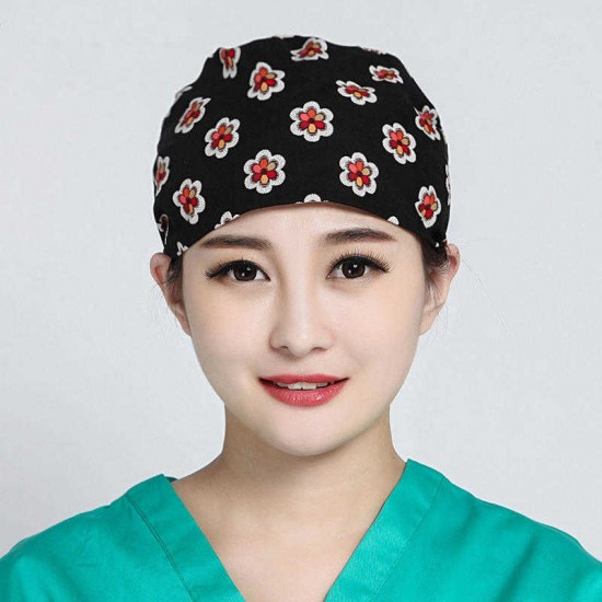 Women Floral Print Chemo Caps Outdoor Adjustable Breathable Turban Beanie Hat